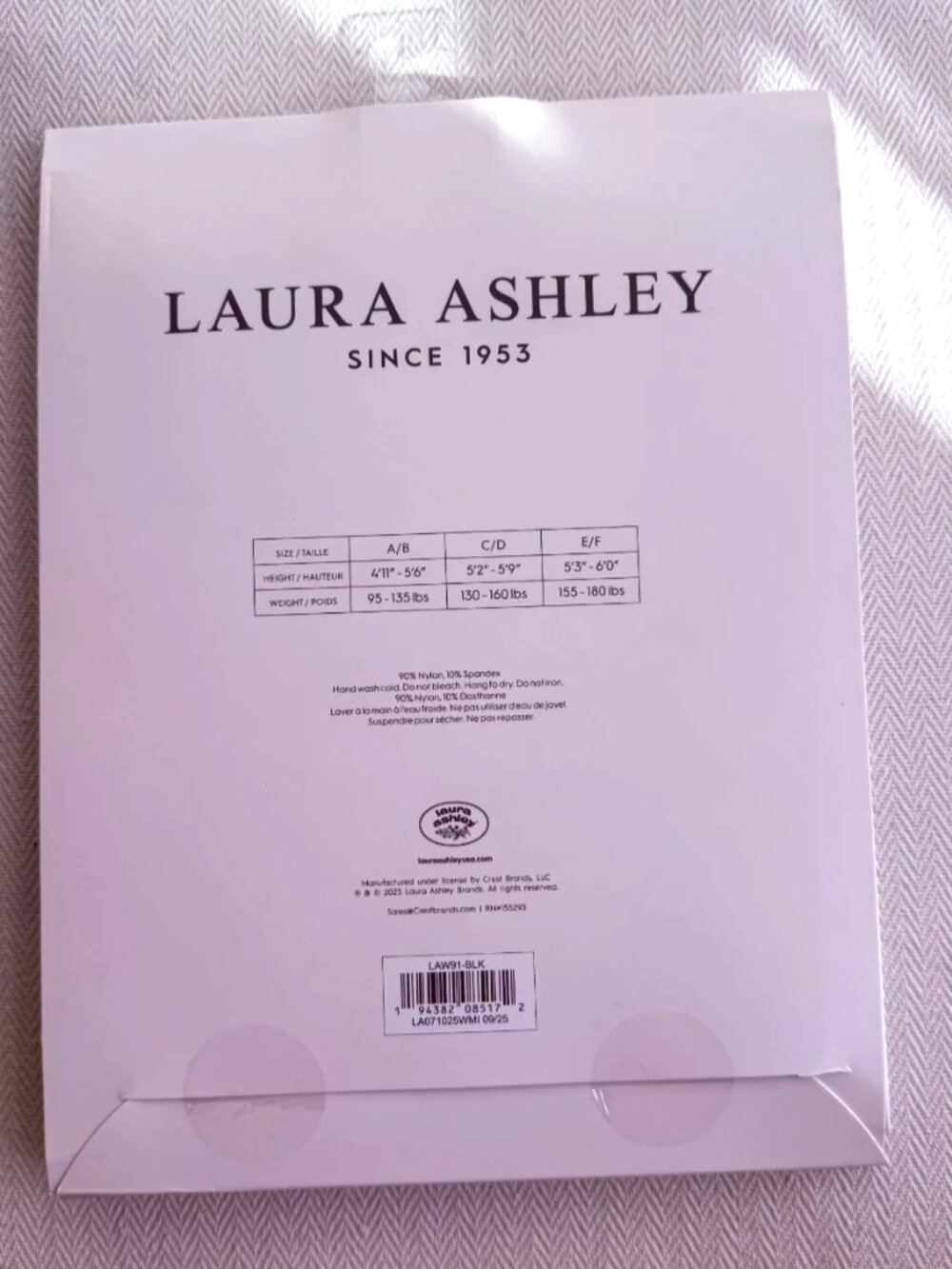 Laura Ashley Women's Control Top Sheer Hosiery 2 Pairs Black Size C/D NWT - Picture 2 of 5